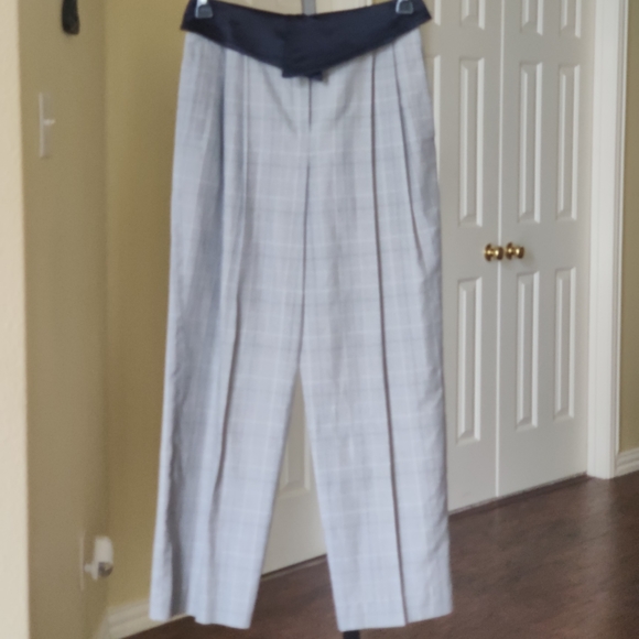 Rare Vtg Retro 100% Silk Plaid Pleated Pant NWOT